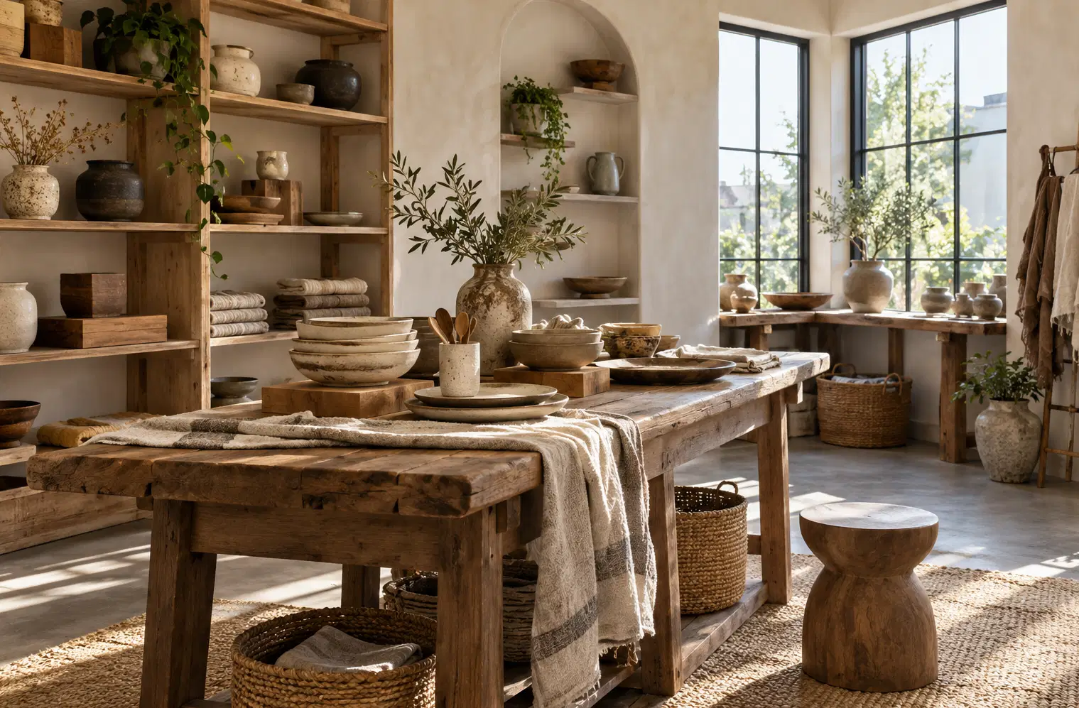 Illustration of independent retailers and their working space